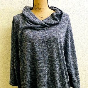 DRESS BARN Black Multi Color Cowl Neck Sweater 3XL